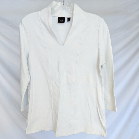 Rafaella Studio white v-neck knit top - Picture 8 of 8